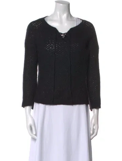 Pre-owned Saint Laurent Wool Scoop Neck Sweater In Black