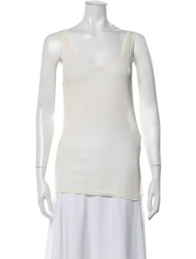 Pre-owned Saint Laurent Wool Scoop Neck Top W/ Tags In Neutrals