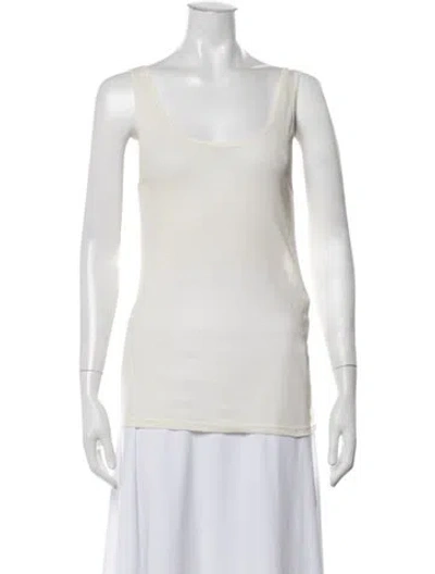 Pre-owned Saint Laurent Wool Scoop Neck Top W/ Tags In Neutrals