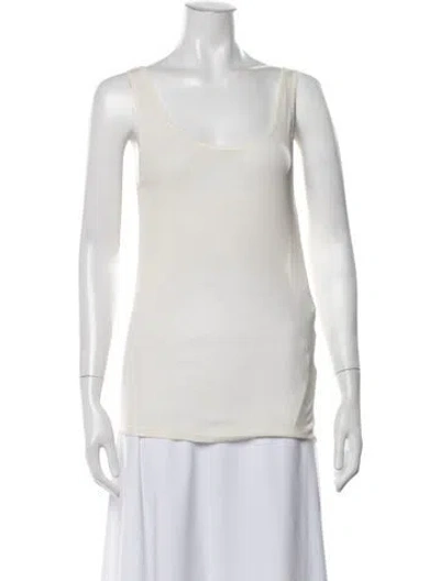 Pre-owned Saint Laurent Wool Scoop Neck Top W/ Tags In Neutrals