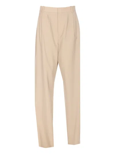 Saint Laurent Hose Aus Seiden-wollgemisch In Beige