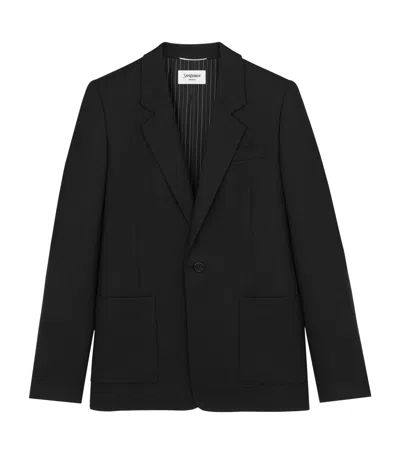 Saint Laurent Wool Single-breasted Blazer In Black