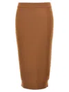 Saint Laurent Ribbed Wool Midi Skirt With Elastic Waistband