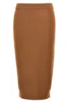 Saint Laurent Ribbed Wool Midi Skirt With Elastic Waistband