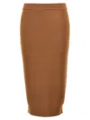 Saint Laurent Ribbed Wool Midi Skirt With Elastic Waistband