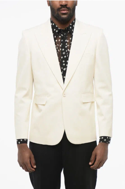 Saint Laurent Wool Slim Fit Blazer With Peak Lapel