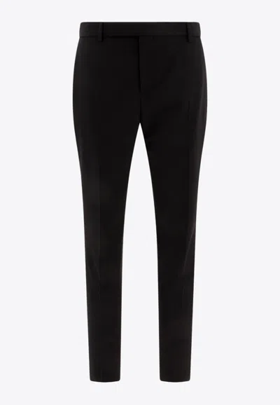 Saint Laurent Wool Slim-fit Tailored Pants In Black