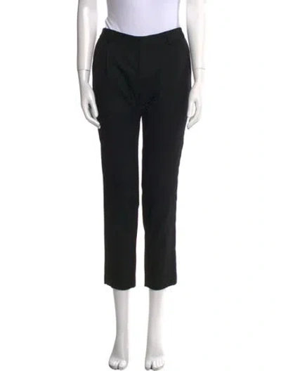 Pre-owned Saint Laurent Wool Straight Leg Pants In Black