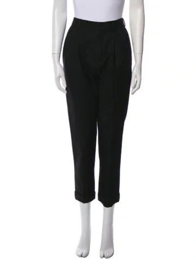 Pre-owned Saint Laurent Wool Straight Leg Pants In Black