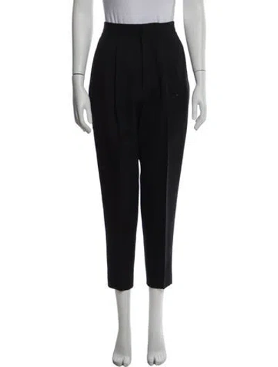 Pre-owned Saint Laurent Wool Straight Leg Pants In Black
