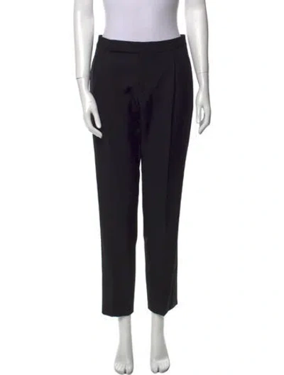 Pre-owned Saint Laurent Wool Straight Leg Pants In Black