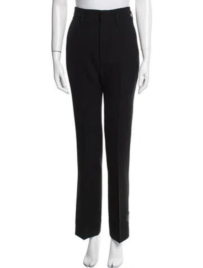 Pre-owned Saint Laurent Wool Straight Leg Pants In Black