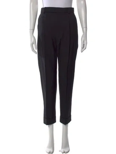 Pre-owned Saint Laurent Wool Straight Leg Pants In Black