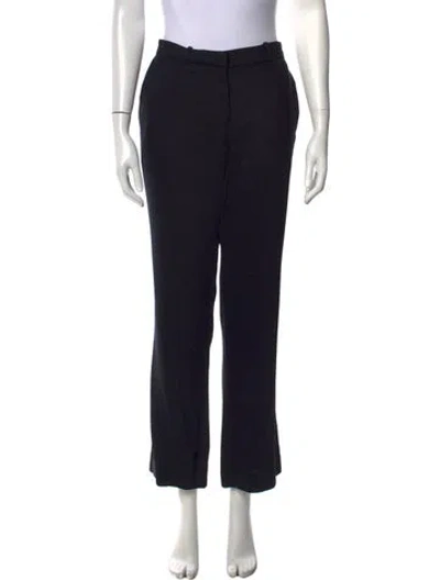 Pre-owned Saint Laurent Wool Straight Leg Pants In Black