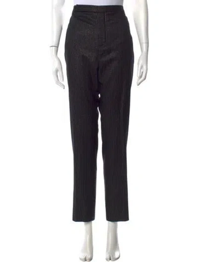 Pre-owned Saint Laurent Wool Straight Leg Pants In Black