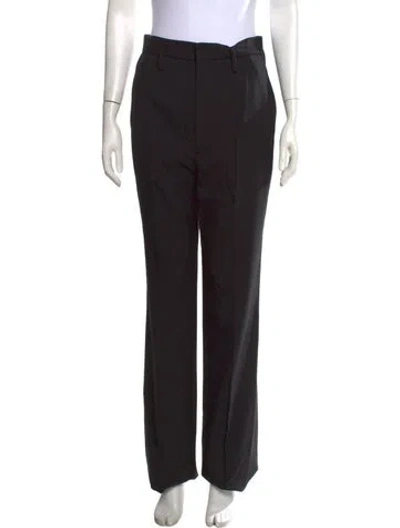 Pre-owned Saint Laurent Wool Straight Leg Pants In Black