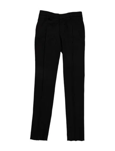 Pre-owned Saint Laurent Wool Straight Leg Pants In Black