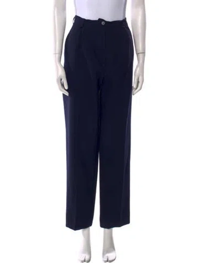 Pre-owned Saint Laurent Wool Straight Leg Pants In Blue