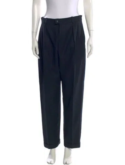 Pre-owned Saint Laurent Wool Straight Leg Pants In Blue