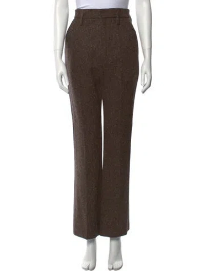 Pre-owned Saint Laurent Wool Straight Leg Pants In Brown