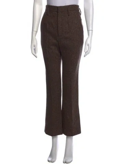 Pre-owned Saint Laurent Wool Straight Leg Pants In Brown