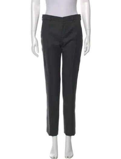 Pre-owned Saint Laurent Wool Straight Leg Pants In Gray