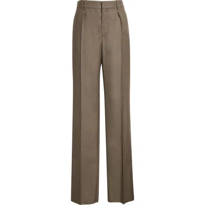 Saint Laurent Wool Straight Leg Pants In Green