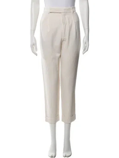 Pre-owned Saint Laurent Wool Straight Leg Pants In Neutral