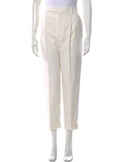 Pre-owned Saint Laurent Wool Straight Leg Pants In Neutral