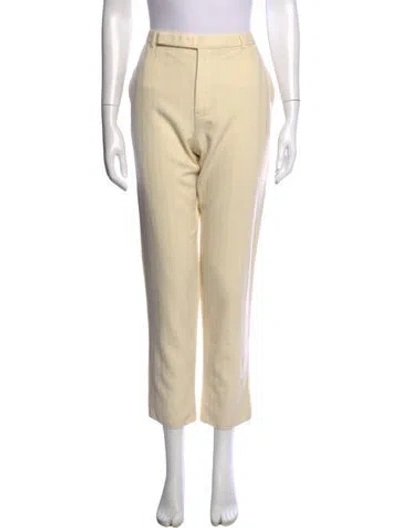 Pre-owned Saint Laurent Wool Straight Leg Pants In Neutrals