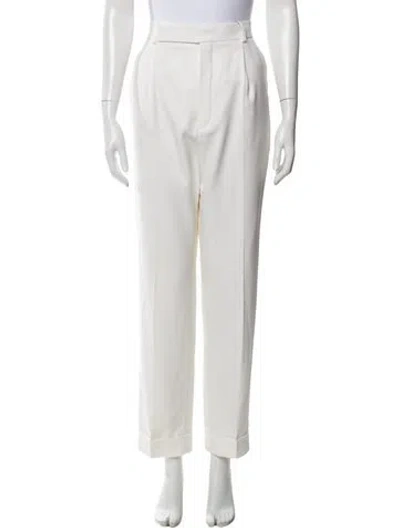 Pre-owned Saint Laurent Wool Straight Leg Pants W/ Tags In White