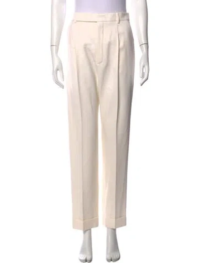 Pre-owned Saint Laurent Wool Straight Leg Pants In White