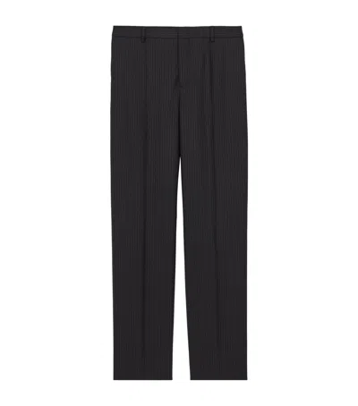 Saint Laurent Wool Stripe Slim Trousers In Black