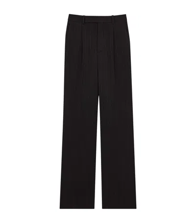 Saint Laurent Wool Stripe Tailored Trousers In Black