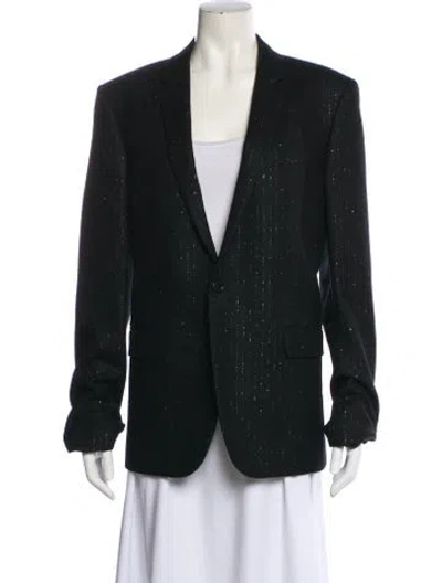 Pre-owned Saint Laurent Wool Striped Blazer In Black