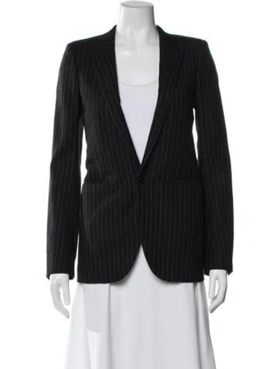 Pre-owned Saint Laurent Wool Striped Blazer In Black