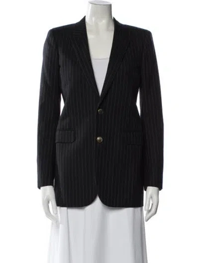 Pre-owned Saint Laurent Wool Striped Blazer In Black