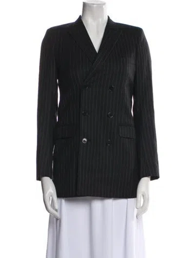 Pre-owned Saint Laurent Wool Striped Blazer In Black