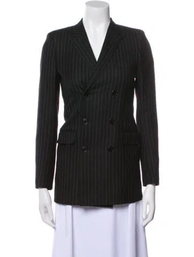 Pre-owned Saint Laurent Wool Striped Blazer In Black