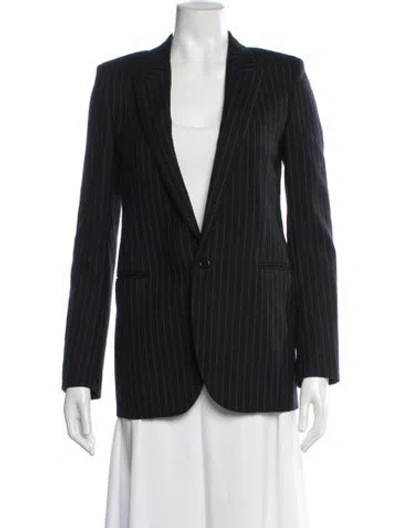 Pre-owned Saint Laurent Wool Striped Blazer In Black