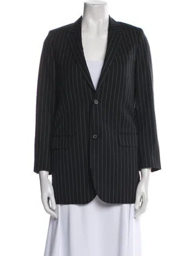 Pre-owned Saint Laurent Wool Striped Blazer In Blue