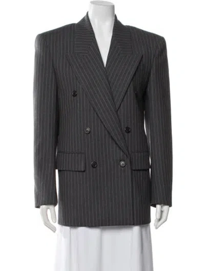 Pre-owned Saint Laurent Wool Striped Blazer In Gray