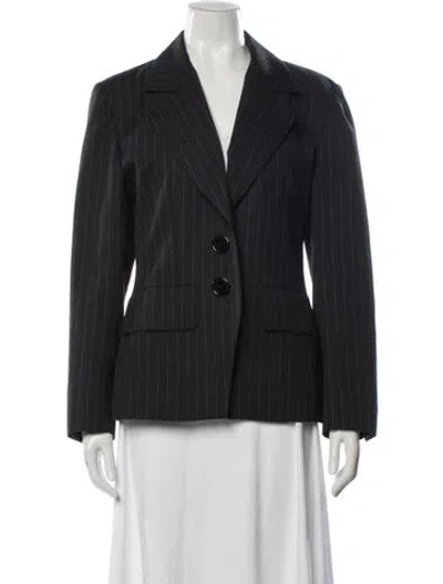 Pre-owned Saint Laurent Wool Striped Blazer In Gray