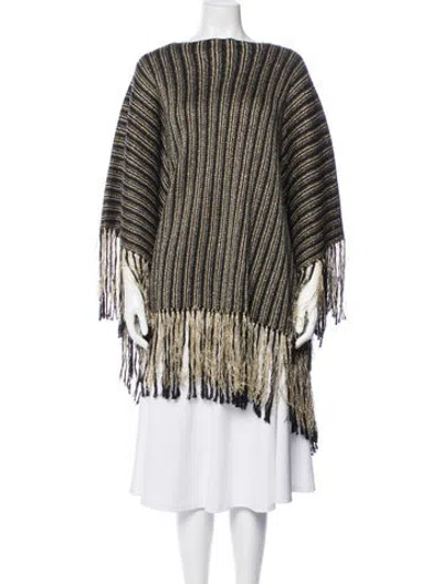 Pre-owned Saint Laurent Wool Striped Poncho In Multicolor