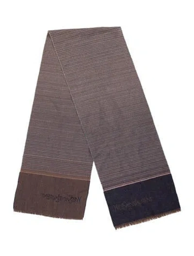Pre-owned Saint Laurent Wool Striped Scarf In Multi