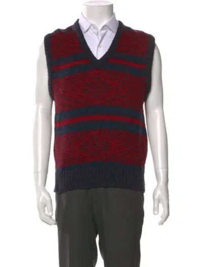 Pre-owned Saint Laurent Wool Striped Sweater Vest In Red