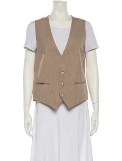 Pre-owned Saint Laurent Wool Striped Vest In Neutral