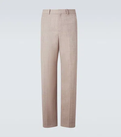 Saint Laurent Wool Suit Pants In Neutral