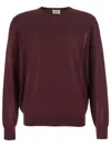 Saint Laurent Bordeaux Crewneck Sweater With Cassandre In Cashmere Man In Brown