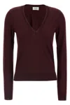 Saint Laurent Wool Sweater In Burgundy